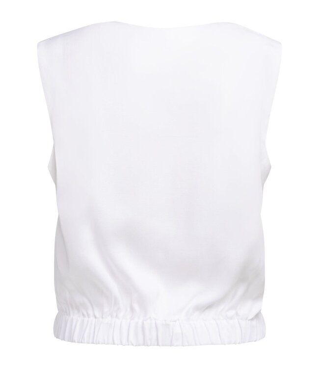 YAYA Sleeveless blouse with pleat details and elastic hem - PURE WHITE