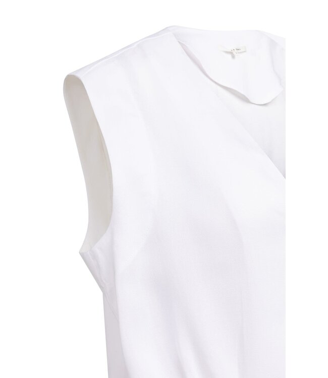 YAYA Sleeveless blouse with pleat details and elastic hem - PURE WHITE