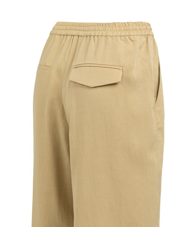 YAYA Woven barrel-leg trousers with elastic waist - SAFARI BROWN
