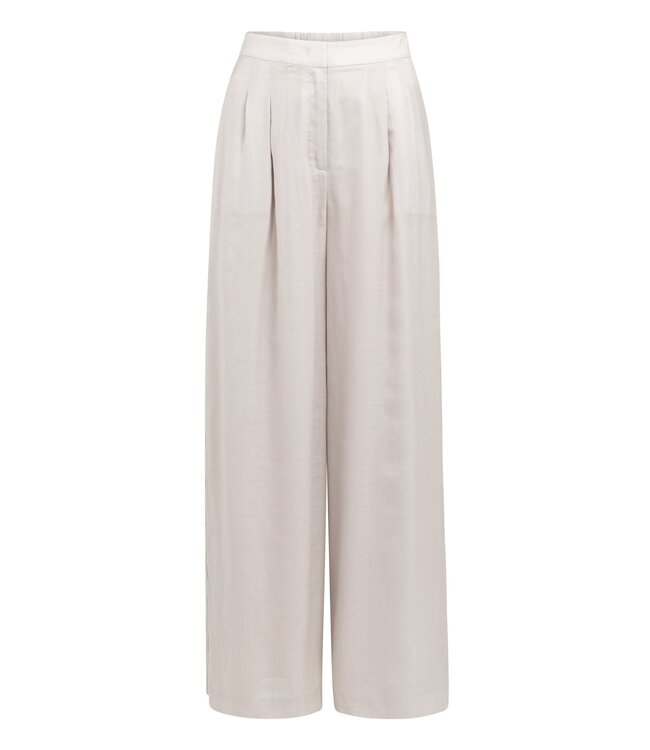 YAYA Trousers with wide legs and half elastic waist - ALABASTER GRAY
