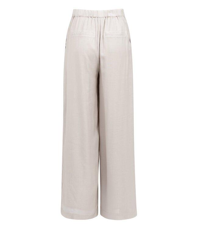 YAYA Trousers with wide legs and half elastic waist - ALABASTER GRAY