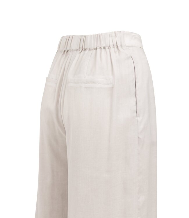 YAYA Trousers with wide legs and half elastic waist - ALABASTER GRAY