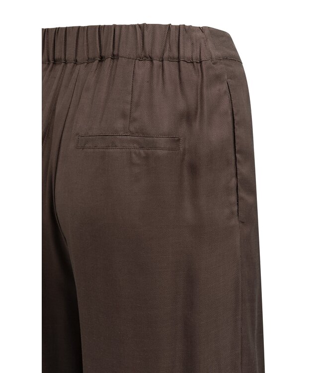 YAYA Trousers with wide legs and half elastic waist - AUBERGINE PURPLE
