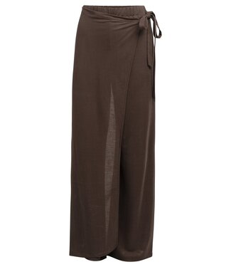 YAYA Wide-leg trousers with wrap detail - AUBERGINE PURPLE