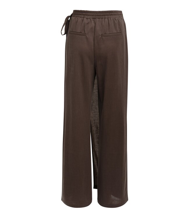 YAYA Wide-leg trousers with wrap detail - AUBERGINE PURPLE