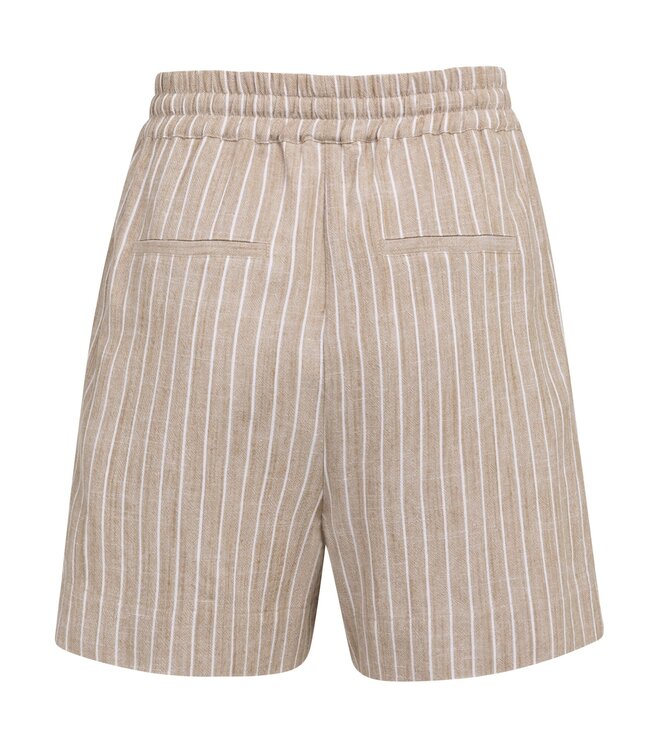 YAYA Striped shorts with elastic waistband - SAFARI BROWN DESSIN