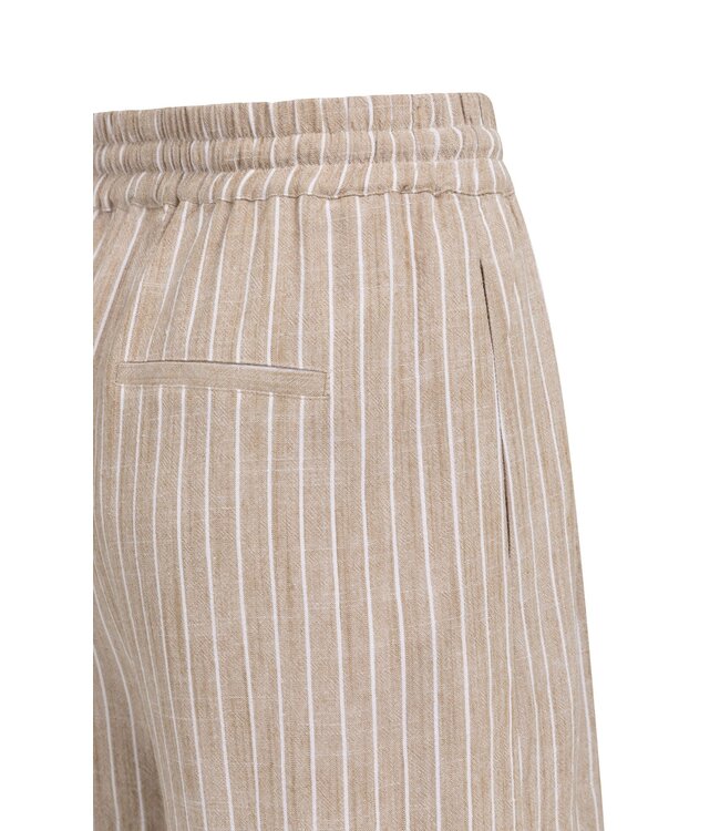 YAYA Striped shorts with elastic waistband - SAFARI BROWN DESSIN