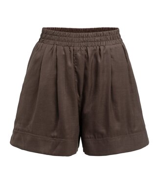 YAYA High-waist shorts with elastic waistband - AUBERGINE PURPLE