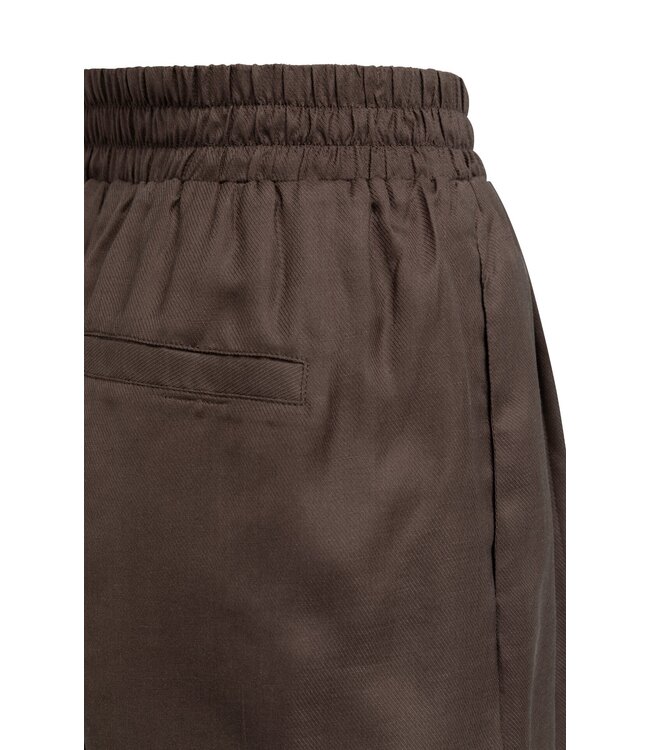 YAYA High-waist shorts with elastic waistband - AUBERGINE PURPLE