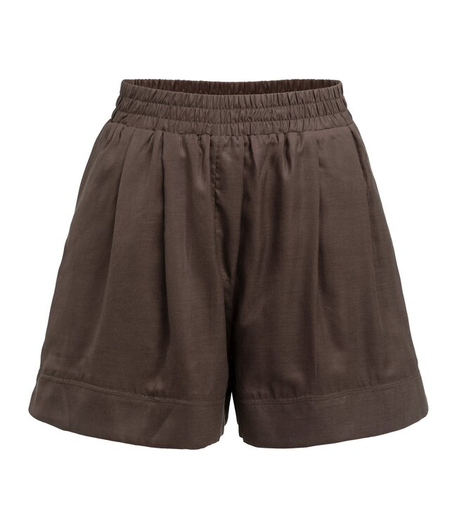 YAYA High-waist shorts with elastic waistband - AUBERGINE PURPLE