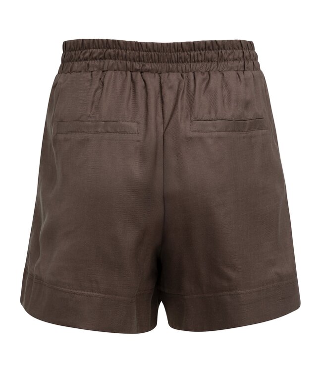 YAYA High-waist shorts with elastic waistband - AUBERGINE PURPLE