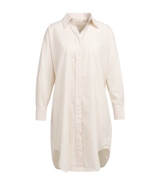 YAYA Striped blouse dress with wrap detail - SEMOLINA BROWN DESSIN