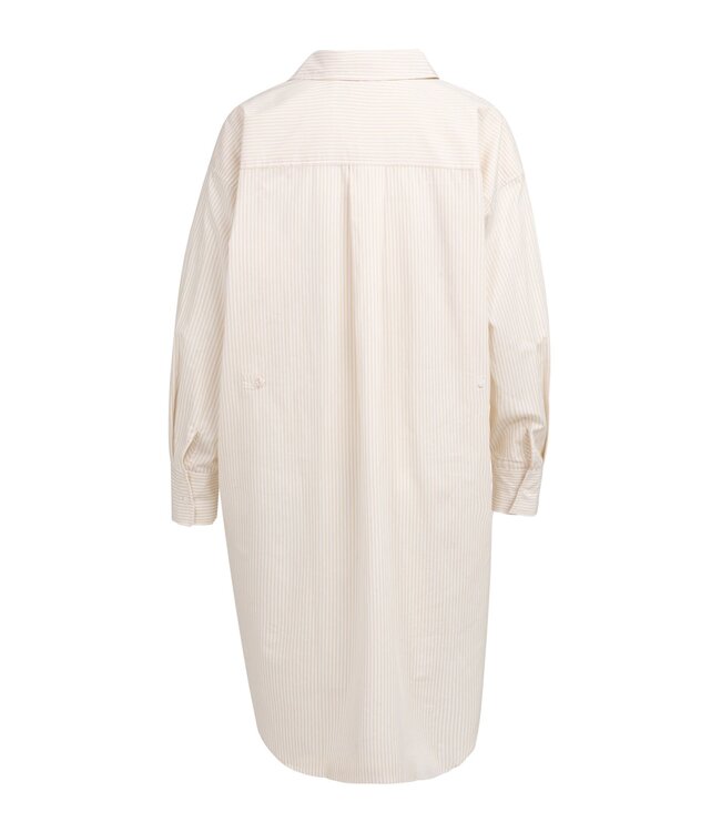 YAYA Striped blouse dress with wrap detail - SEMOLINA BROWN DESSIN
