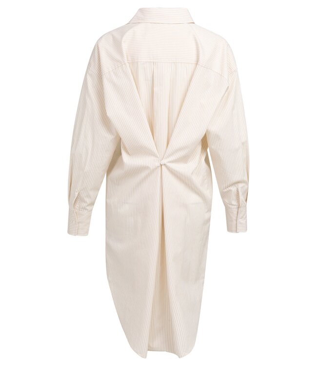 YAYA Striped blouse dress with wrap detail - SEMOLINA BROWN DESSIN