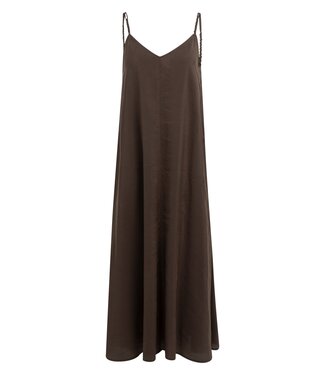 YAYA Long strappy dress with V-neck - AUBERGINE PURPLE