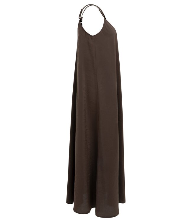 YAYA Long strappy dress with V-neck - AUBERGINE PURPLE