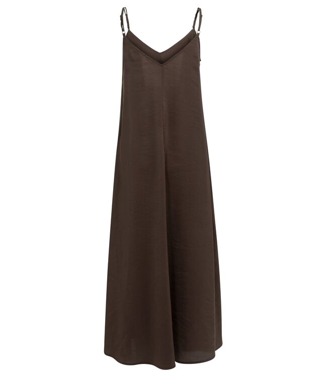 YAYA Long strappy dress with V-neck - AUBERGINE PURPLE