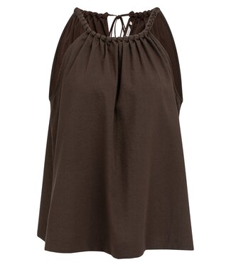 YAYA Halter top with braided neckline and tie detail - AUBERGINE PURPLE