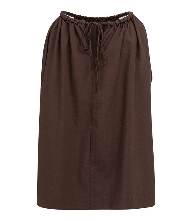 YAYA Halter top with braided neckline and tie detail - AUBERGINE PURPLE