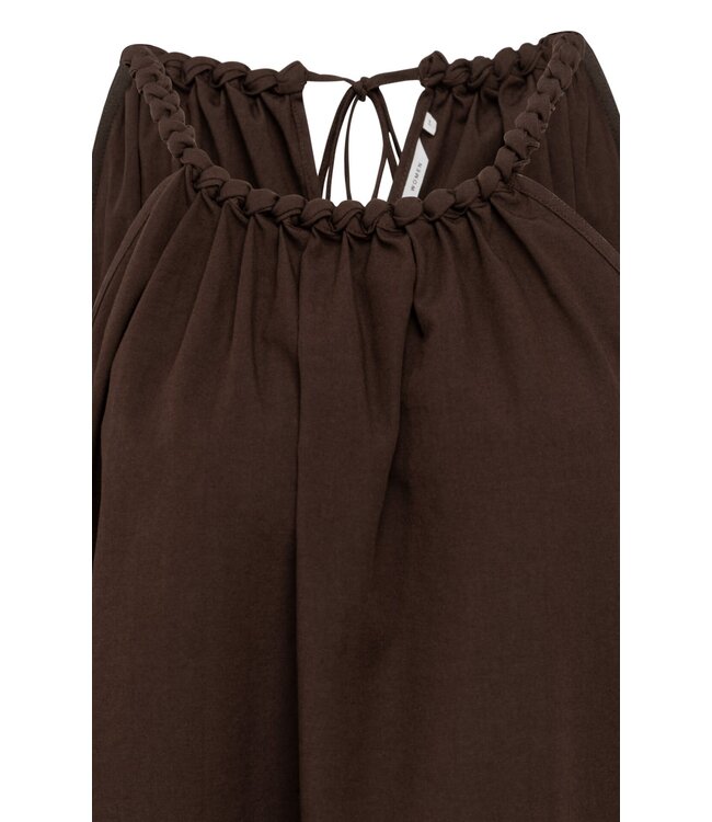 YAYA Halter top with braided neckline and tie detail - AUBERGINE PURPLE
