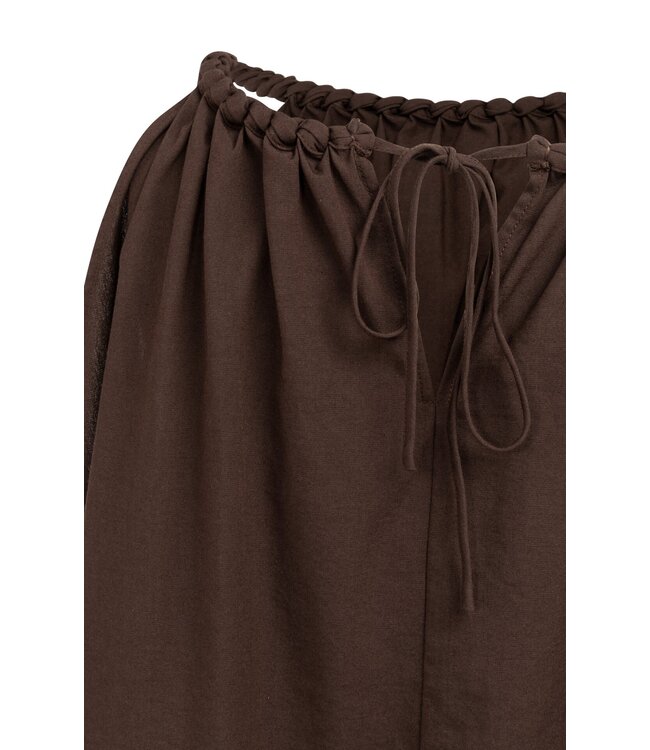 YAYA Halter top with braided neckline and tie detail - AUBERGINE PURPLE