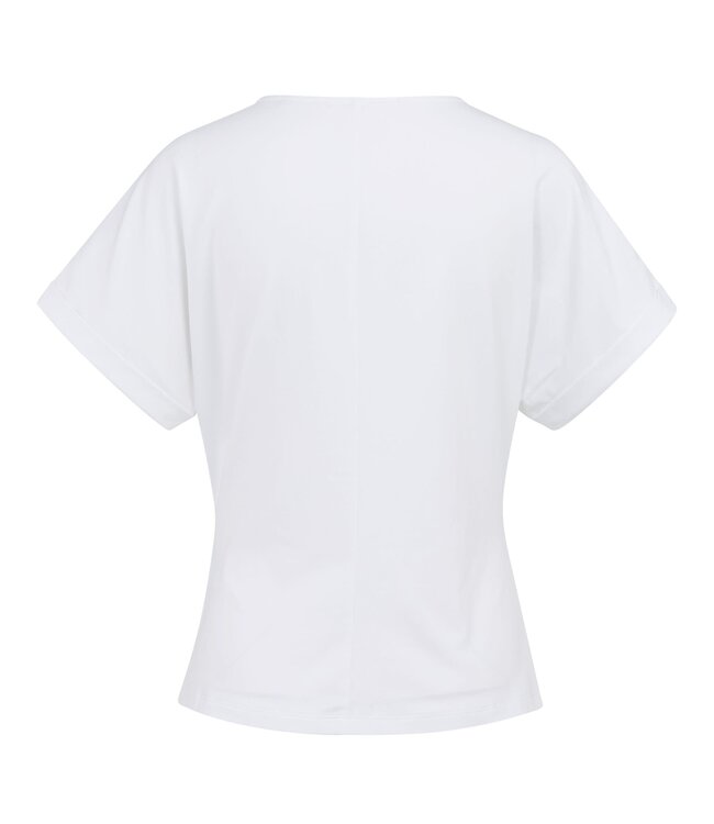 YAYA Top with round neckline and knot detail - PURE WHITE