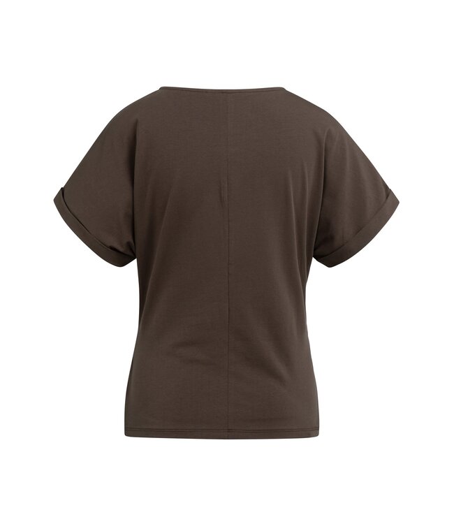 YAYA Top with round neckline and knot detail - AUBERGINE PURPLE