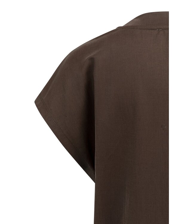 YAYA Top with crew neck and cap sleeves - AUBERGINE PURPLE