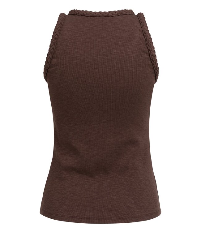 YAYA Singlet with braided trims - AUBERGINE PURPLE