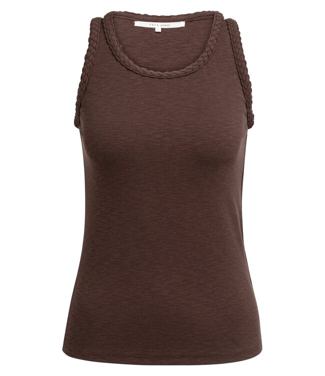YAYA Singlet with braided trims - AUBERGINE PURPLE