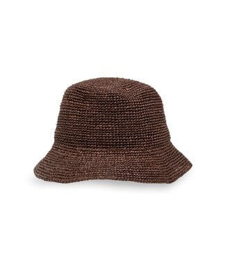 YAYA Bucket hat in crochet straw - AUBERGINE PURPLE
