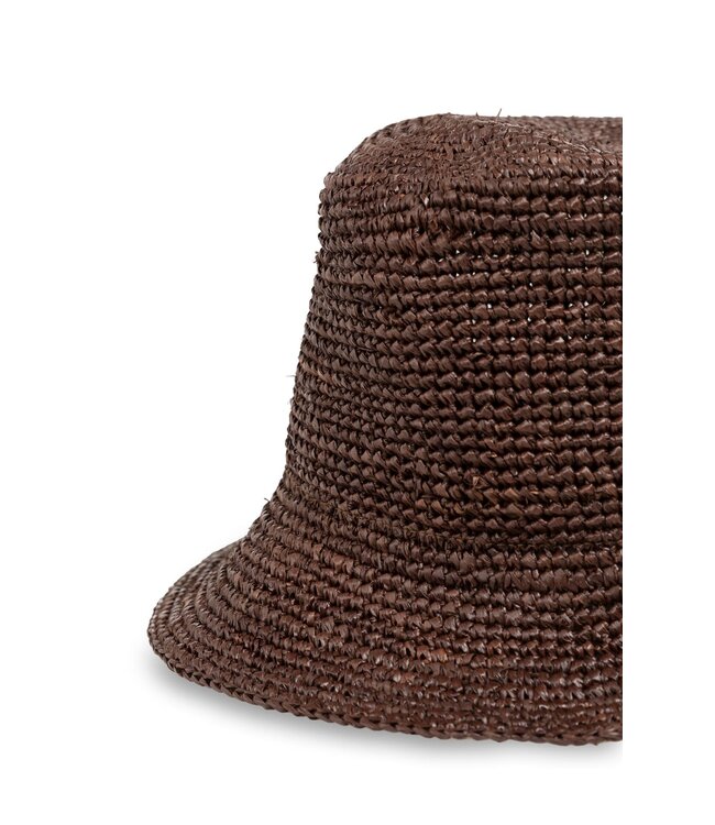 YAYA Bucket hat in crochet straw - AUBERGINE PURPLE