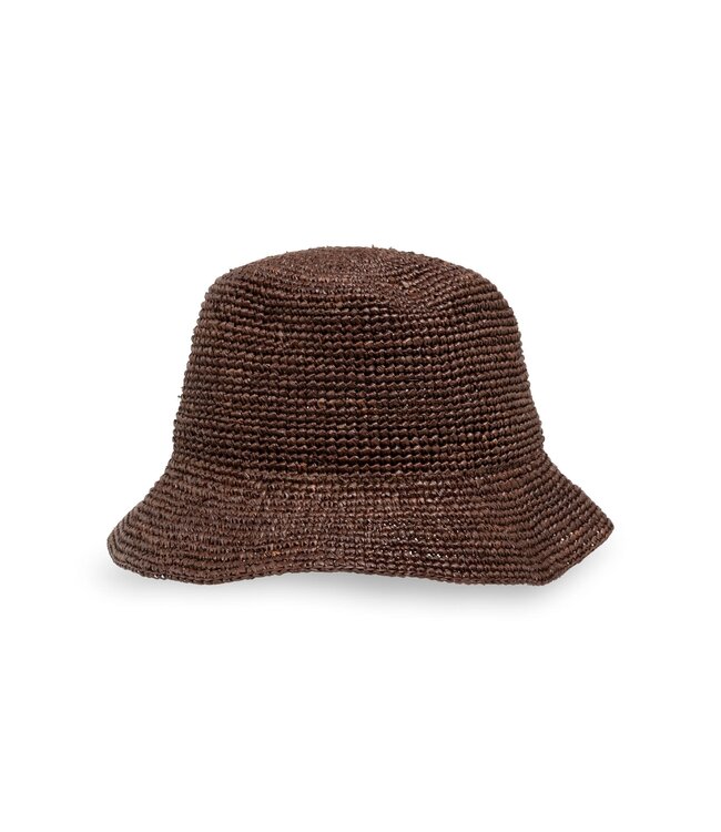 YAYA Bucket hat in crochet straw - AUBERGINE PURPLE