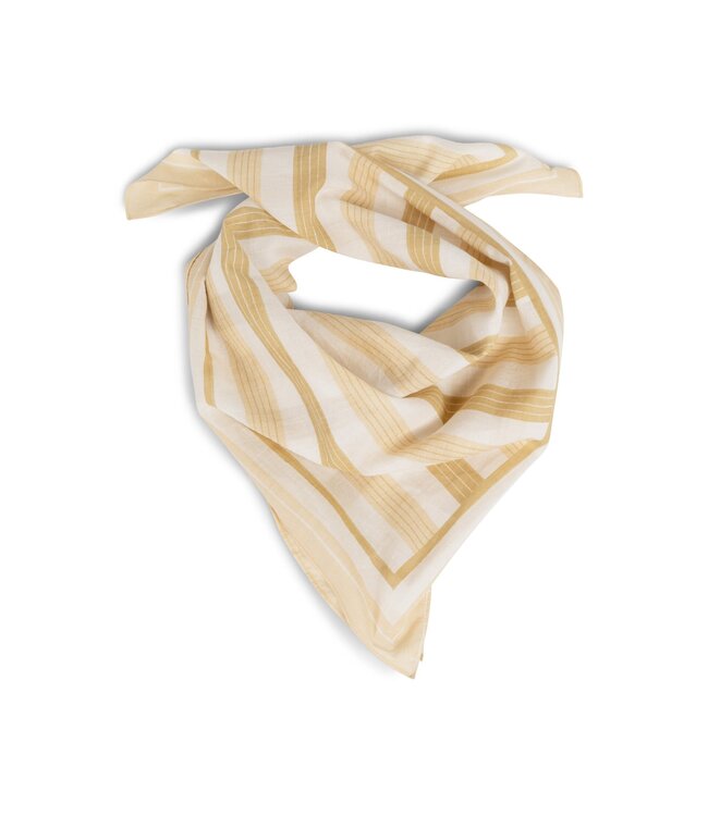 YAYA Bandana scarf with striped print - SAFARI BROWN DESSIN