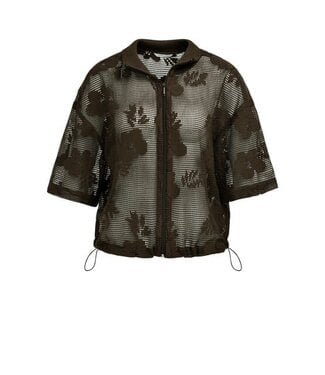 YAYA Crochet jacket with floral pattern and short sleeves - DELICIOSO BROWN
