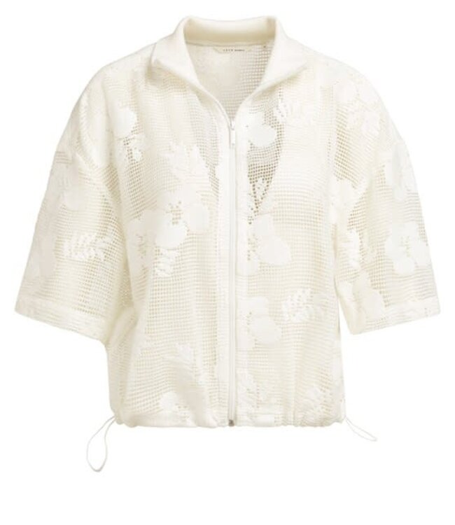 YAYA Crochet jacket with floral pattern and short sleeves - BEIGE