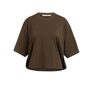 YAYA Oversized jersey top with balloon back detail - SLATE BLACK BROWN MELANGE