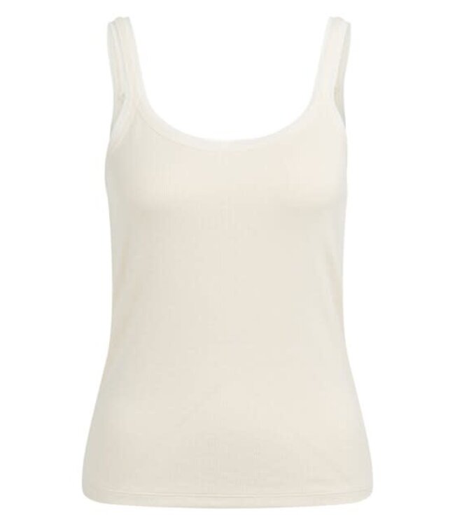 YAYA Fitted singlet with mesh trim - BEIGE