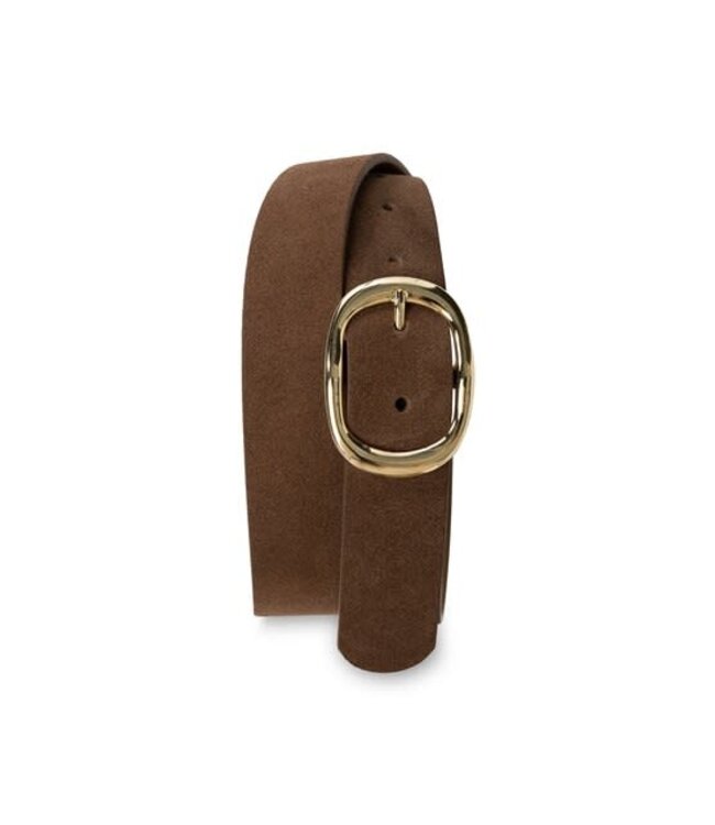 YAYA Suede belt with oval buckle - DELICIOSO BROWN