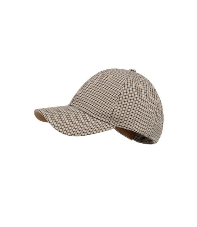 YAYA Cap with woven check pattern - BEIGE DESSIN