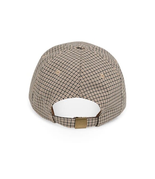 YAYA Cap with woven check pattern - BEIGE DESSIN