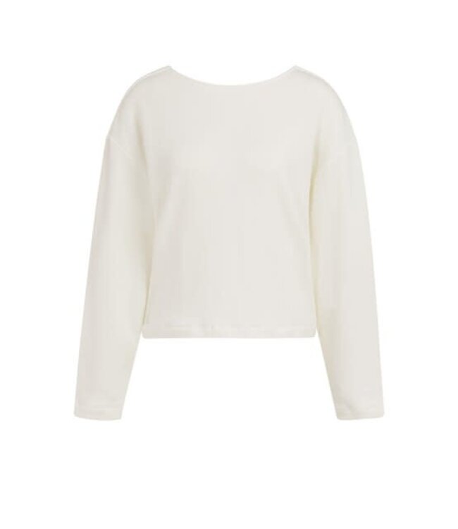 YAYA Sweater with V-neck and twisted detail at the back - MILK BEIGE