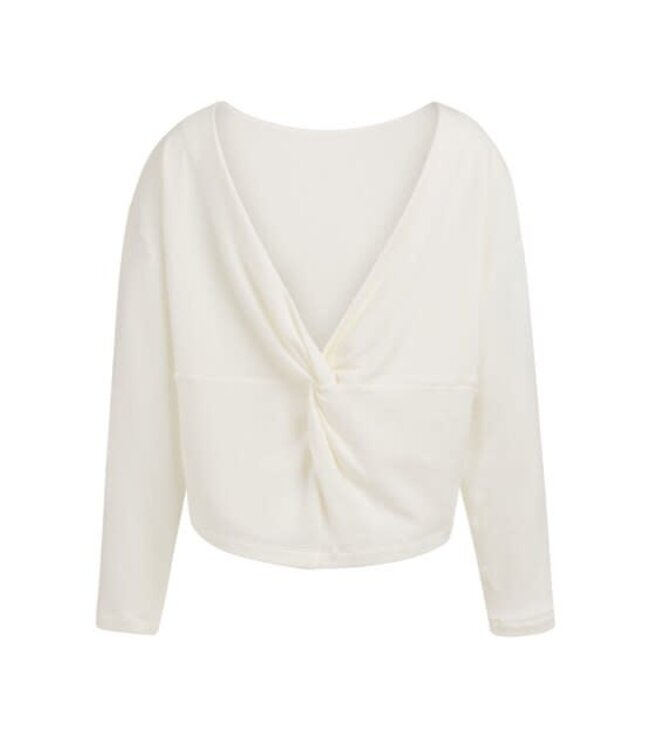 YAYA Sweater with V-neck and twisted detail at the back - MILK BEIGE
