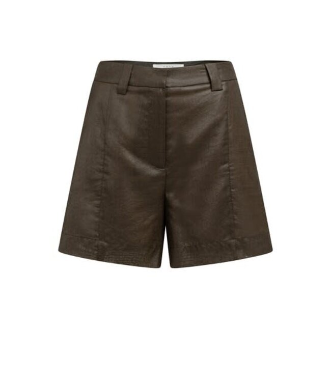 YAYA High-waist shorts with subtle sheen - DELICIOSO BROWN