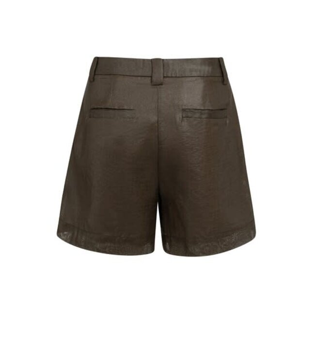 YAYA High-waist shorts with subtle sheen - DELICIOSO BROWN