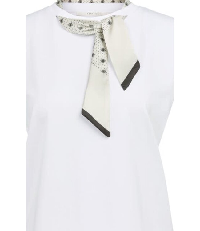 YAYA Double-layer sleeveless top with scarf detail - SLATE BLACK BROWN DESSIN