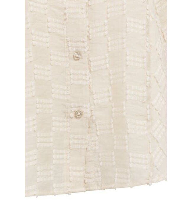 YAYA Jacquard blouse with short wide sleeves - BEIGE