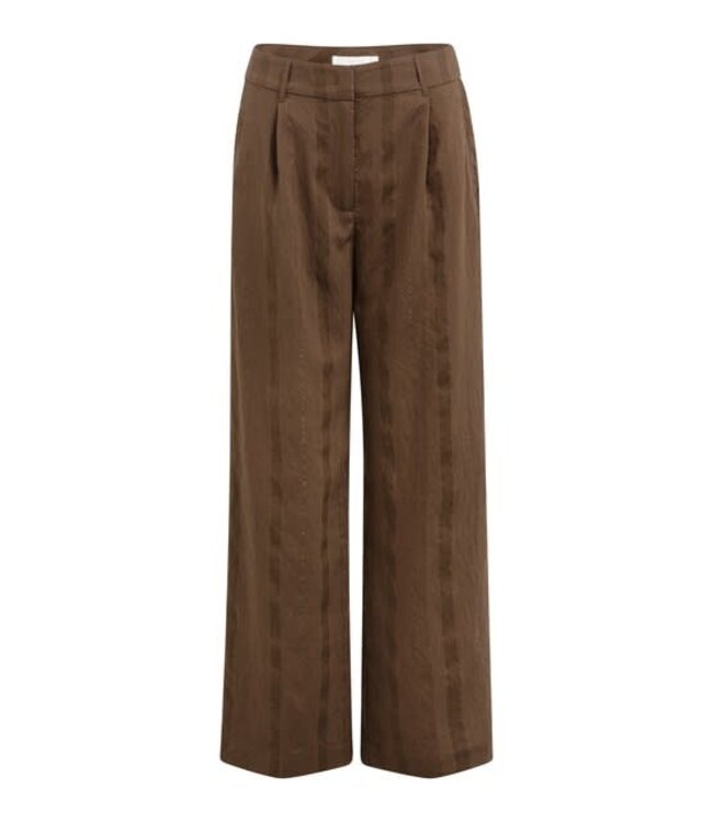 YAYA Wide-leg trousers with pinstripe and satin details - SLATE BLACK BROWN DESSIN