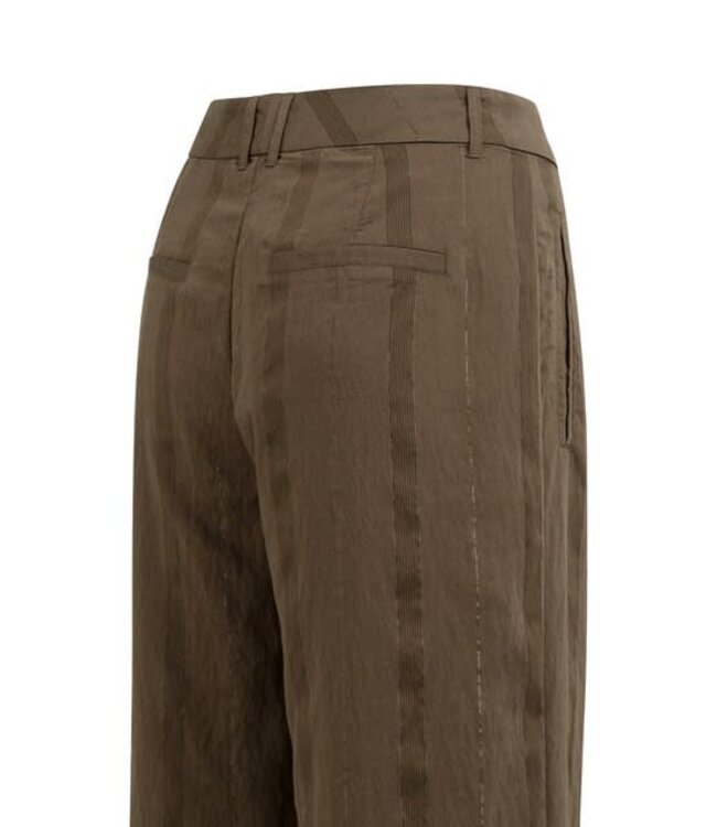 YAYA Wide-leg trousers with pinstripe and satin details - SLATE BLACK BROWN DESSIN
