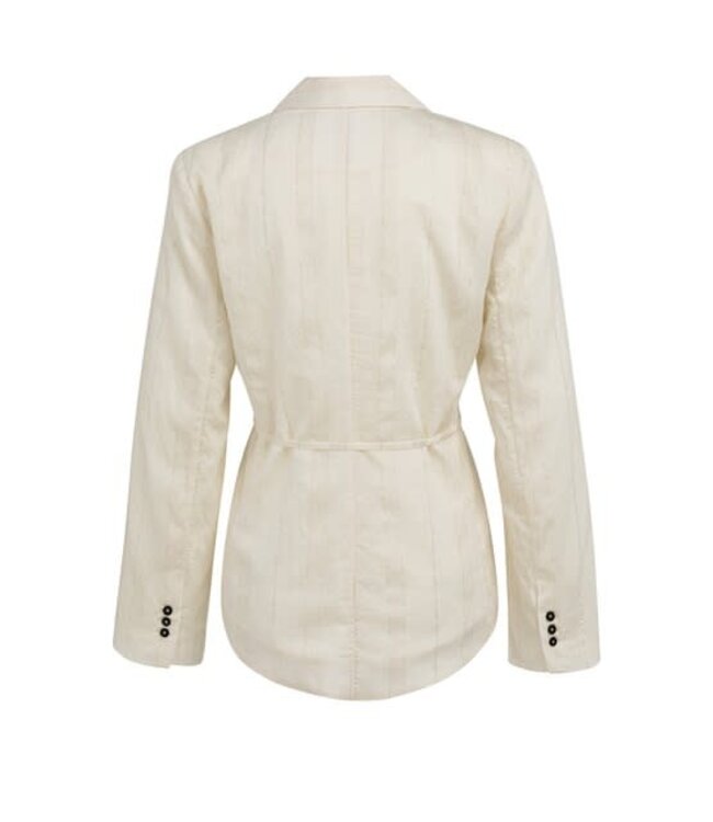 YAYA Pinstripe blazer with tie belt - MILK BEIGE DESSIN